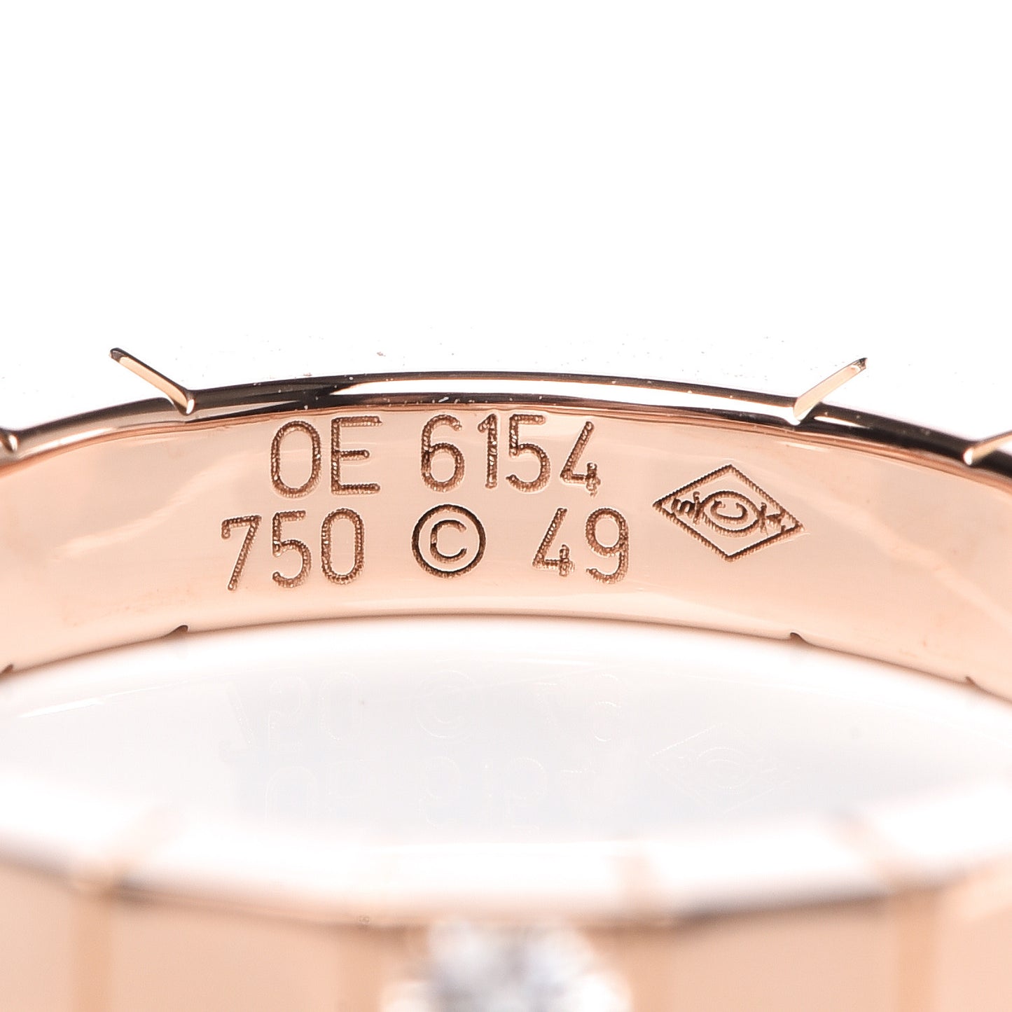 18K Pink Gold Diamond Lanieres Band Ring 49 5