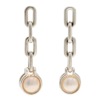 Tiffany Sterling Silver Pearl HardWear Triple Link Earrings 1 of 5