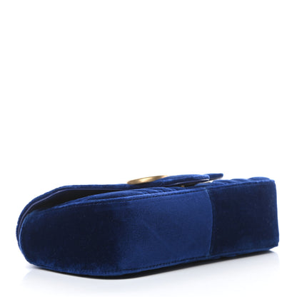 Gucci Velvet Matelasse Mini GG Marmont Shoulder Bag Cobalt Blue 4 of 12