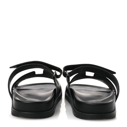 Hermes Calfskin Womens Chypre Sandals 37 Black 6 of 14