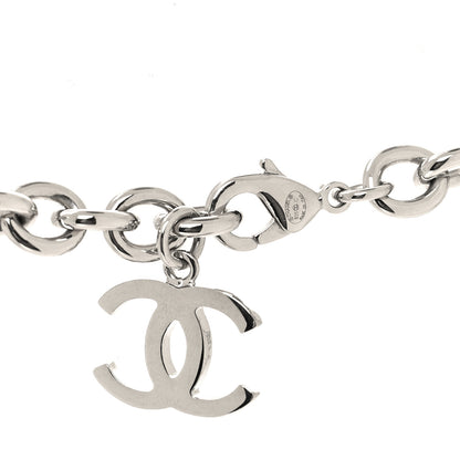Chanel Metal Strass Chain Link Necklace Silver 4 of 5