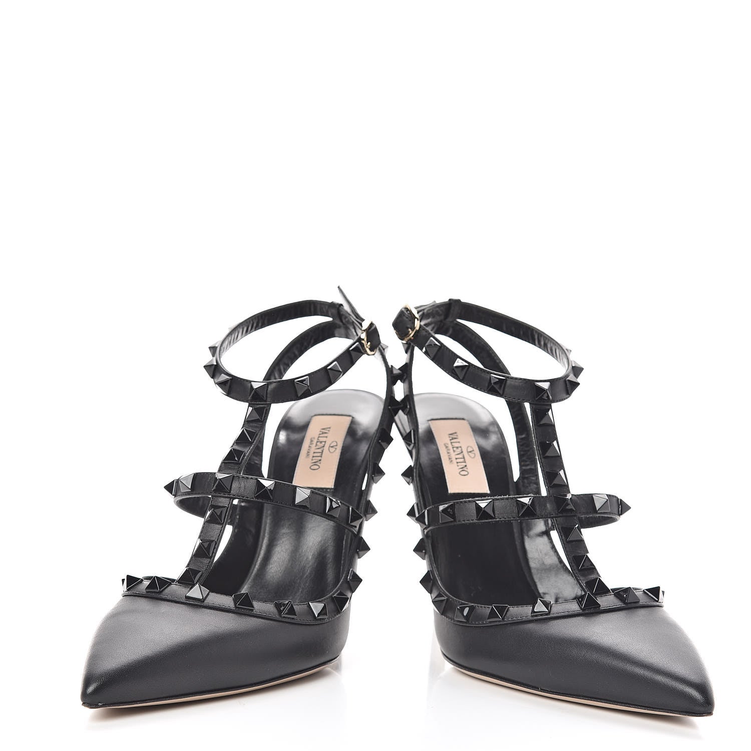Valentino Garavani Calfskin Nappa Monochrome Rockstud Ankle Strap 100mm Pumps 39 Black 6 of 10