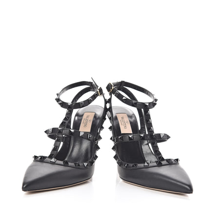 Valentino Garavani Calfskin Nappa Monochrome Rockstud Ankle Strap 100mm Pumps 39 Black 6 of 10