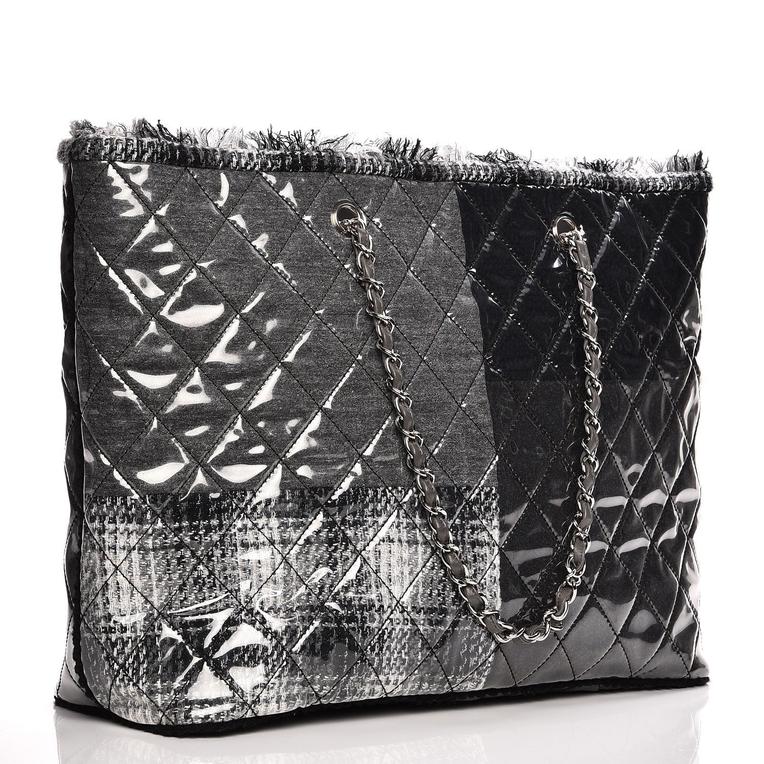Chanel Vinyl Funny Tweed Patchwork Tote Grey 3 of 7