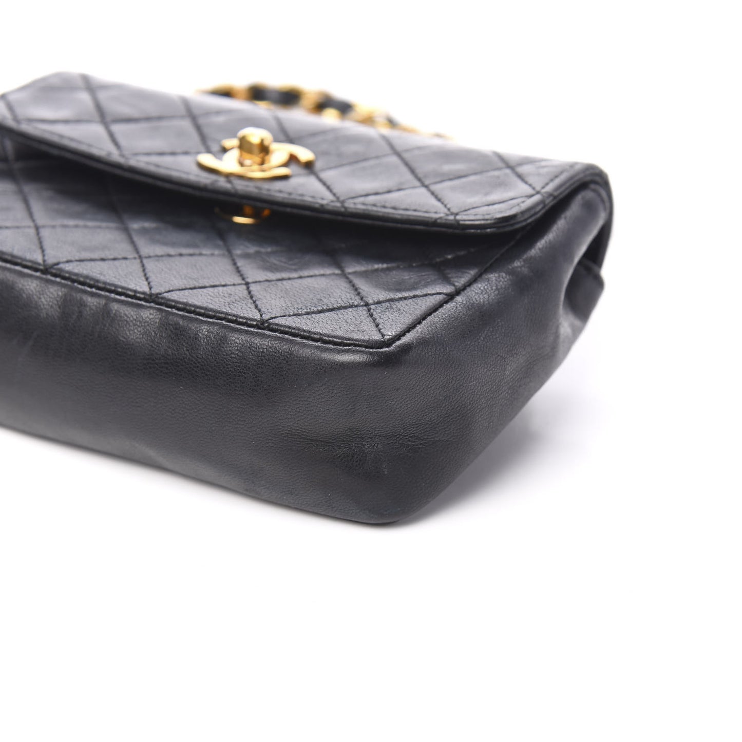 Lambskin Quilted Extra Mini Flap Black