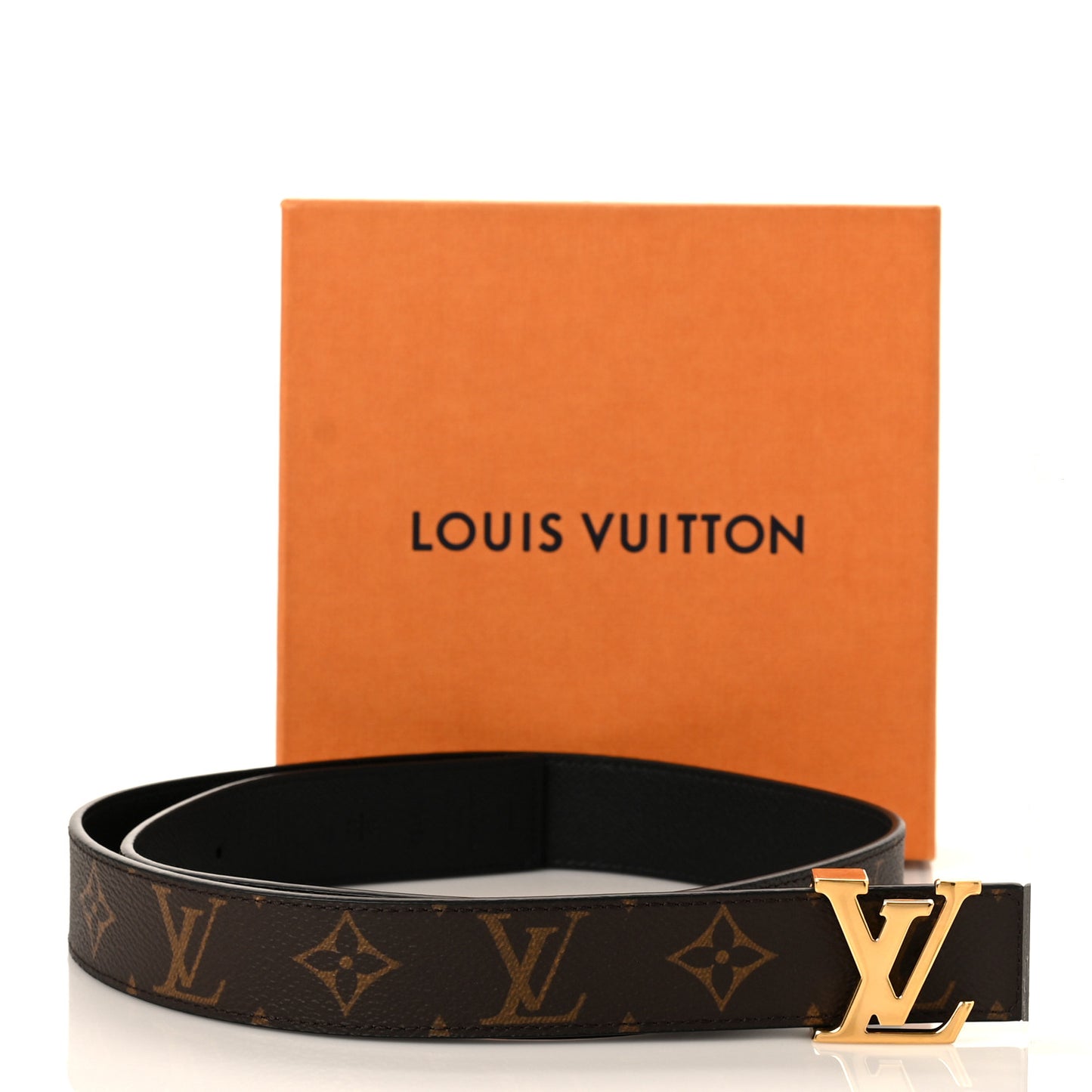 Calfskin Monogram 30mm LV Initiales Reversible Belt 80 32 Black