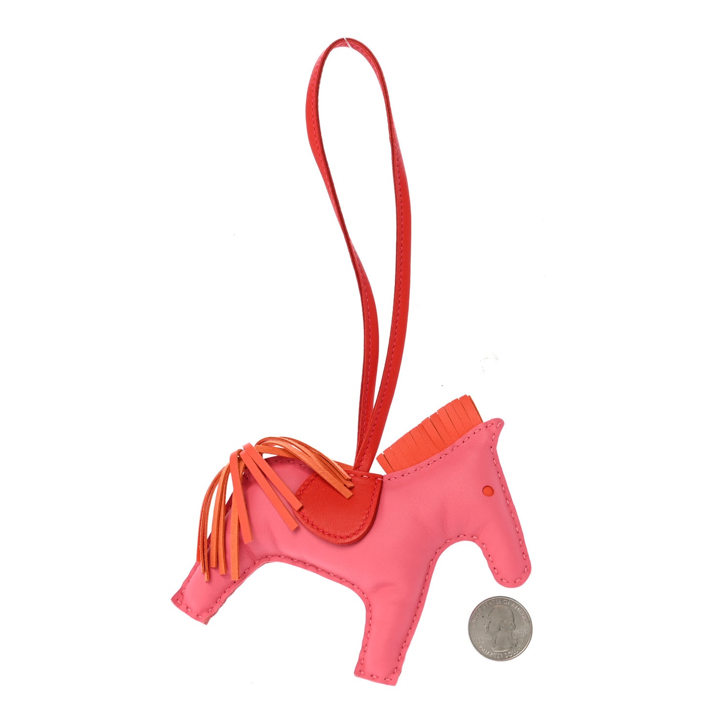 Milo Lambskin Grigri Rodeo Horse Bag Charm MM Rose Azalee Orange Poppy