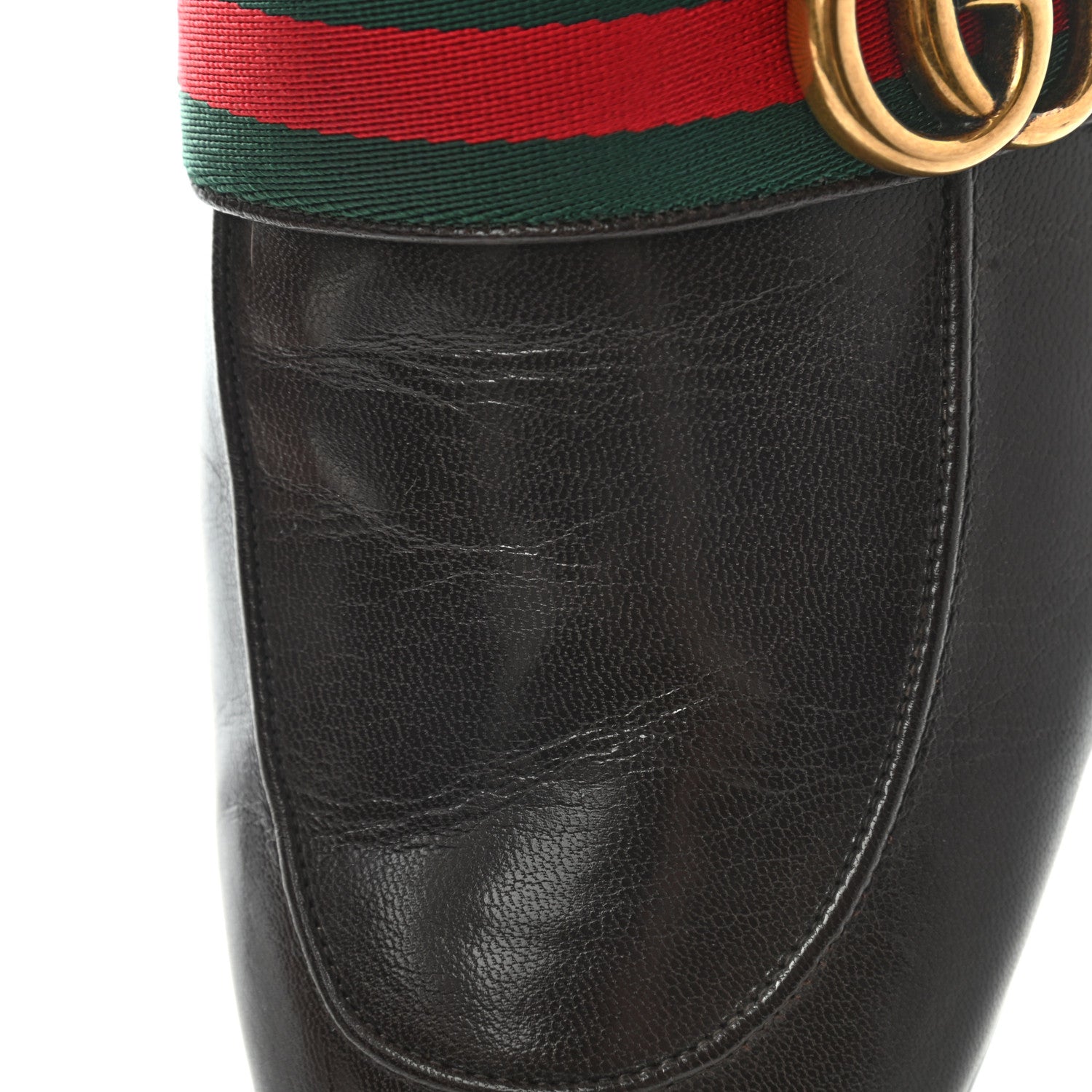 Gucci Goatskin Fur Web GG Mens Princetown Slippers 10 Cocoa 8 of 9