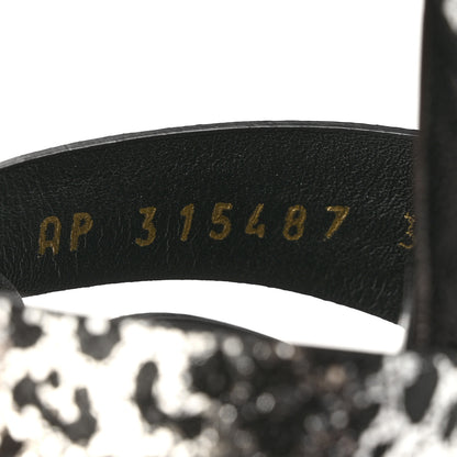Saint Laurent Metallic Calfskin Leopard Print Tribute 105 Platform Sandals 38  Black Silver 9 of 12