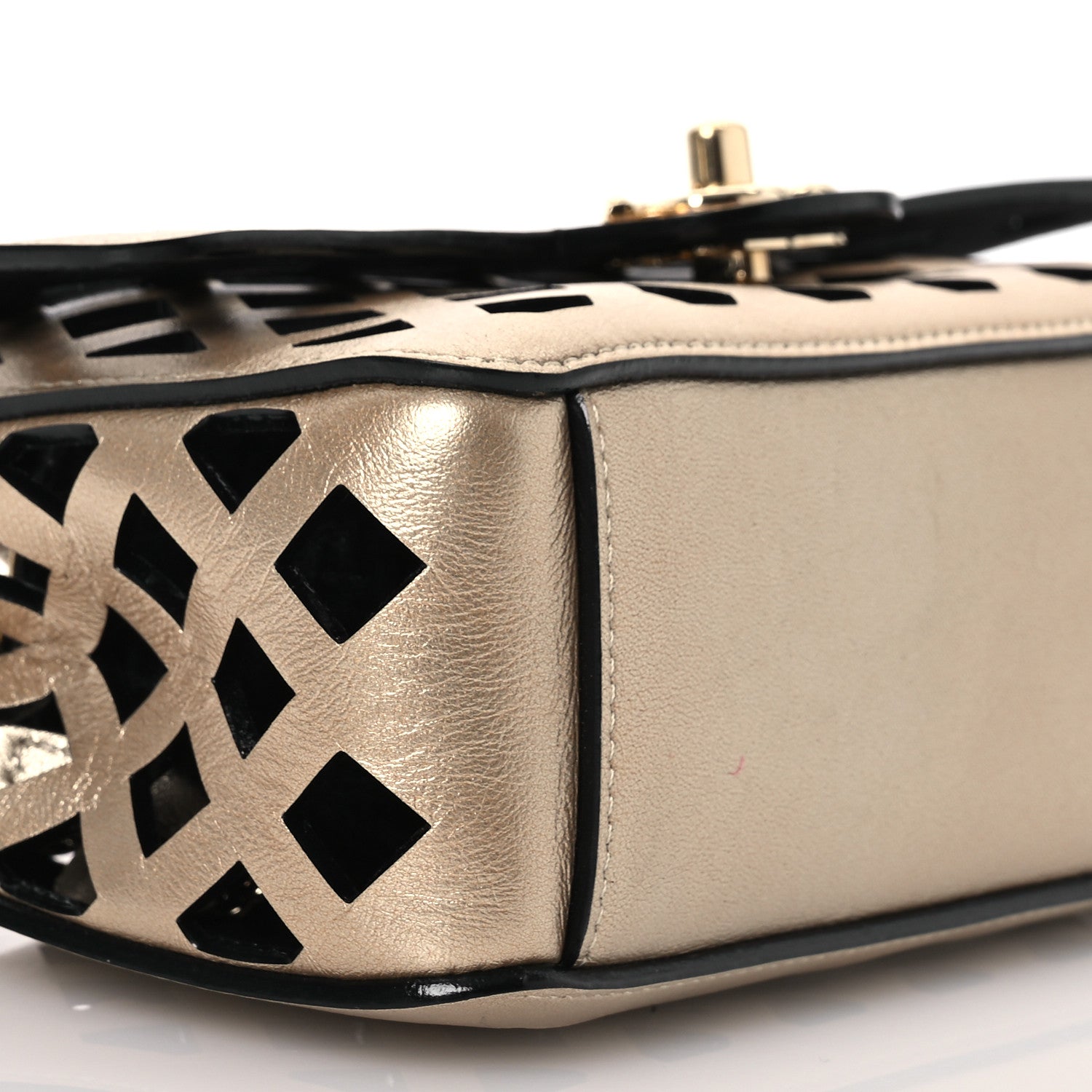 Chanel Metallic Lambskin Small Sea Through Flap Gold Black 12 of 18