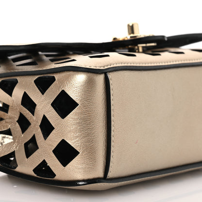 Chanel Metallic Lambskin Small Sea Through Flap Gold Black 12 of 18