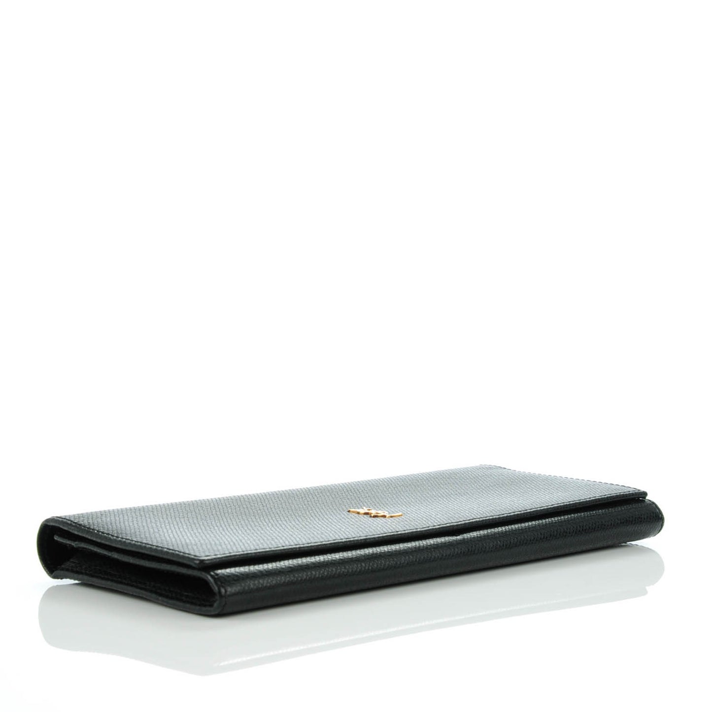 Vintage Textured Calfskin Continental Flap Wallet Black