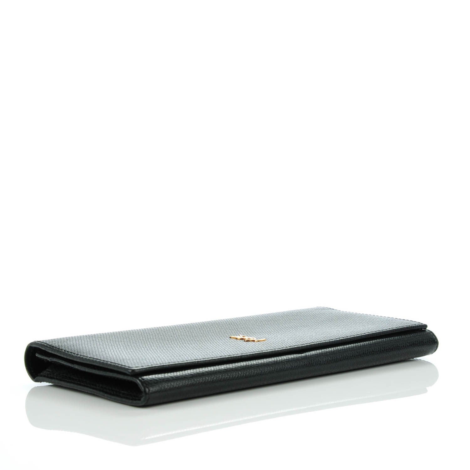 Saint Laurent Vintage Textured Calfskin Continental Flap Wallet Black 4 of 7