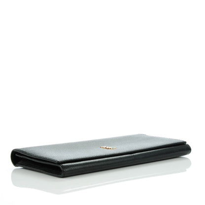 Saint Laurent Vintage Textured Calfskin Continental Flap Wallet Black 4 of 7