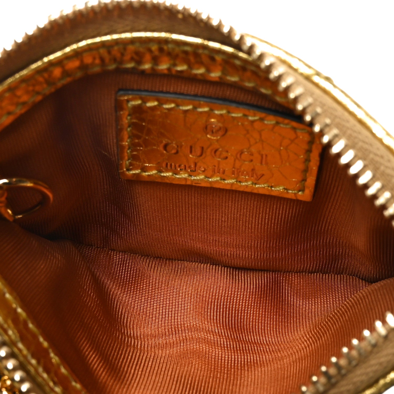 Gucci Metallic Crinkled Calfskin Matelasse GG Marmont Zip Key Pouch Gold 4 of 6