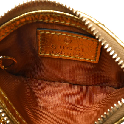 Gucci Metallic Crinkled Calfskin Matelasse GG Marmont Zip Key Pouch Gold 4 of 6