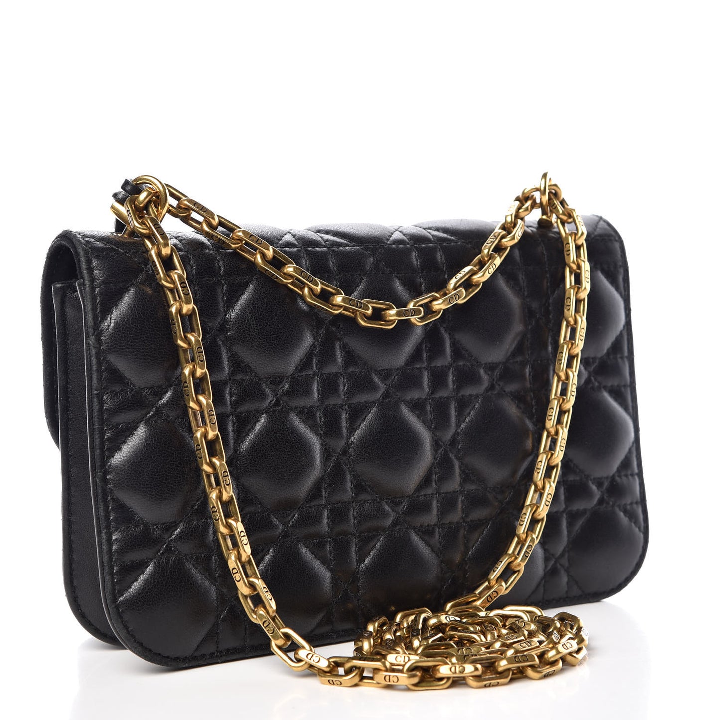 Lambskin Cannage Small Dioraddict Flap Bag Black