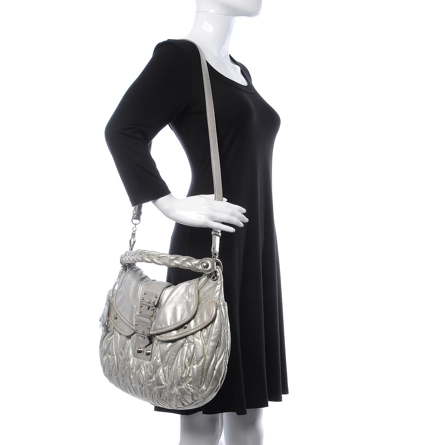 Metallic Nappa Matelasse Coffer Silver