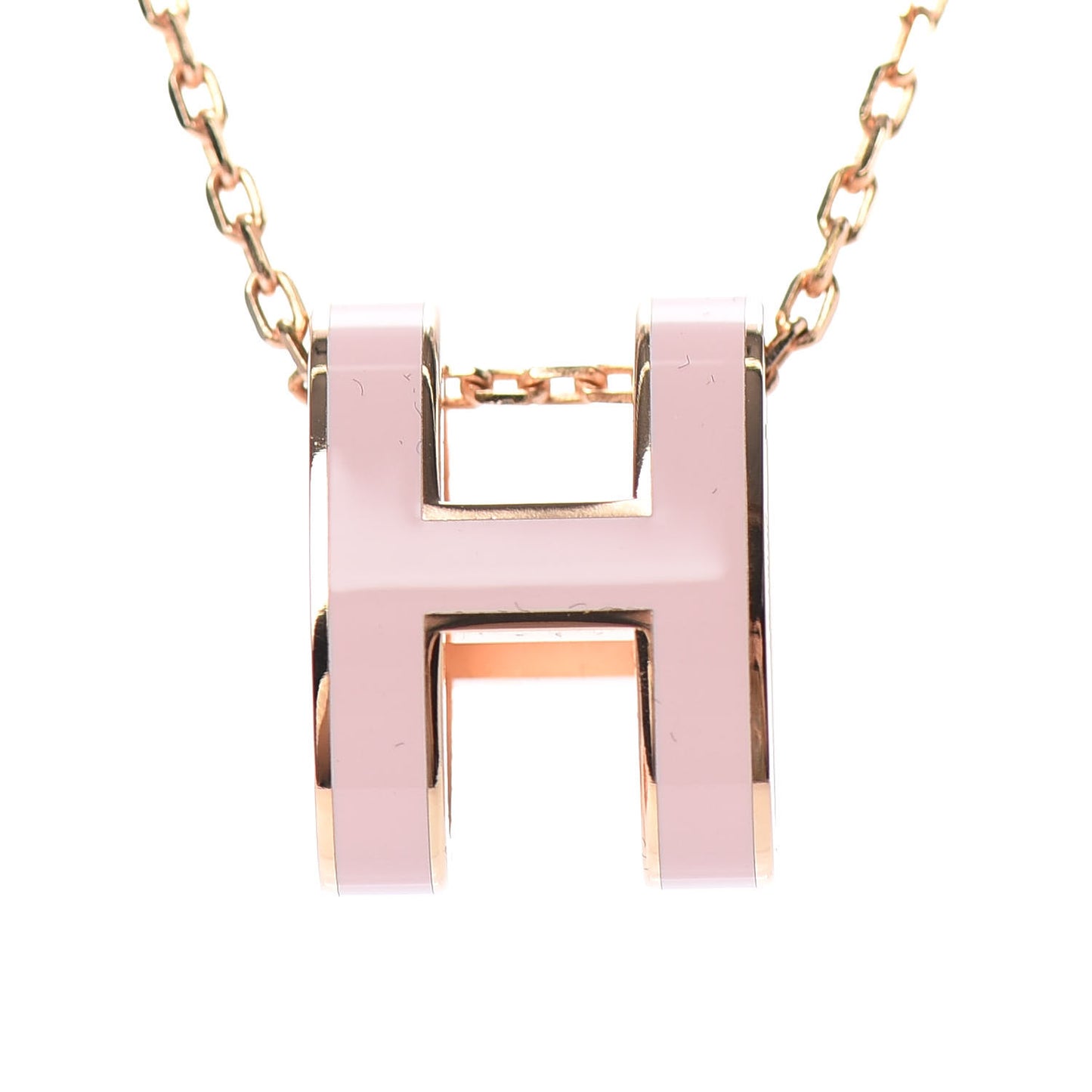 Lacquered Rose Gold Pop H Pendant Necklace Rose Dragee