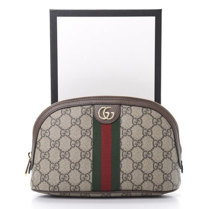 Gucci GG Supreme Monogram Textured Calfskin Web Large Ophidia Cosmetic Case Beige Ebony New Acero 9 of 9