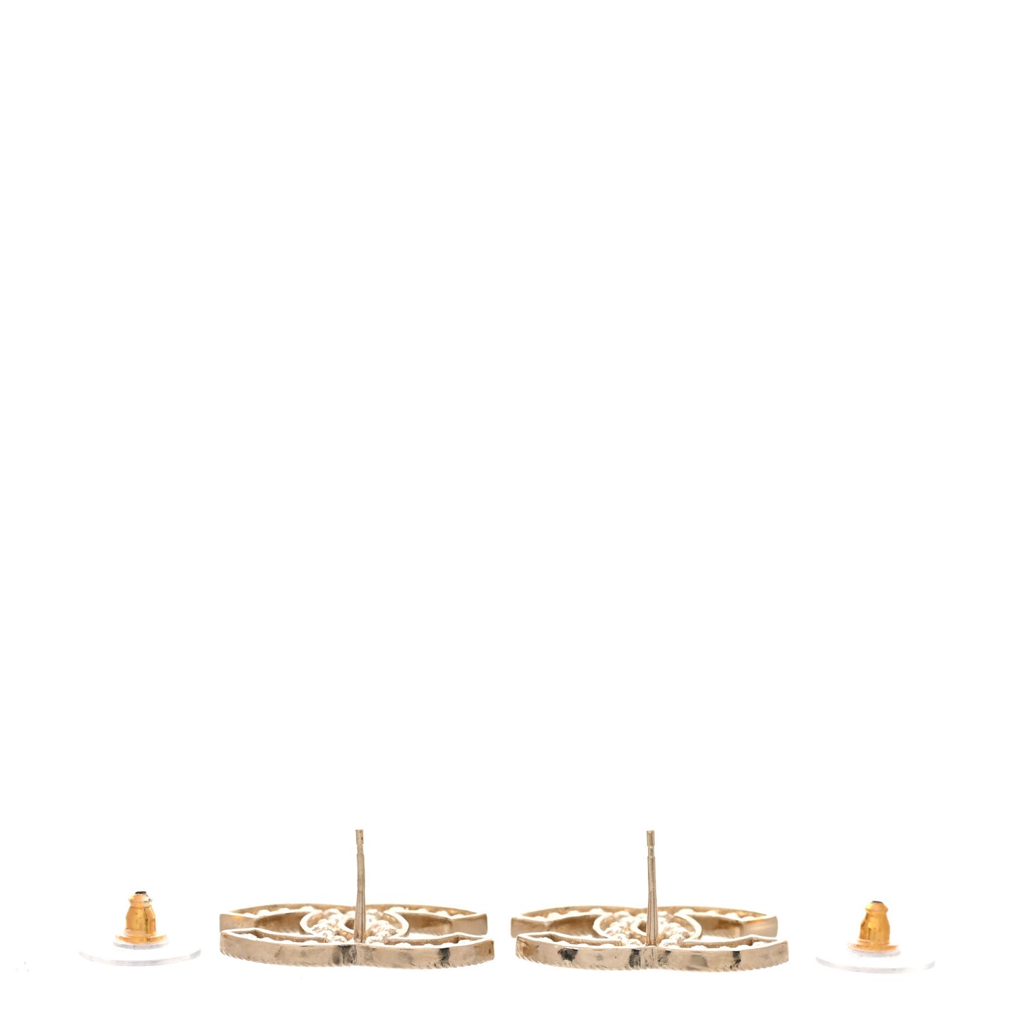 Pearl Crystal Sparkling Pearls CC Earrings Light Gold