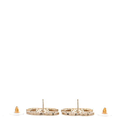 Chanel Pearl Crystal Sparkling Pearls CC Earrings Light Gold 3 of 5