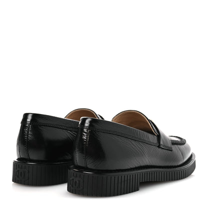 Chanel Shiny Crumpled Calfskin CC Mocassin Loafers 38.5 Black 5 of 12