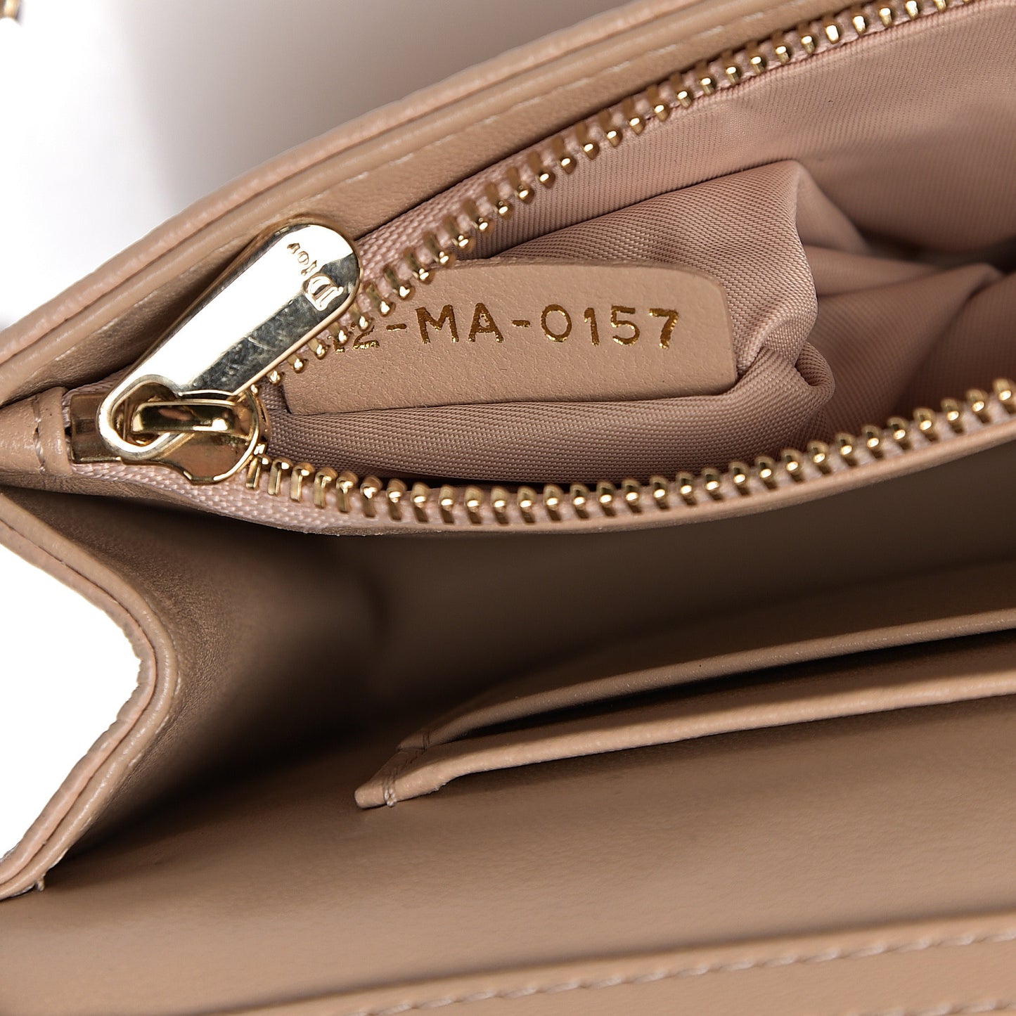 Grained Calfskin Diorama Wallet on Chain Pouch Nude