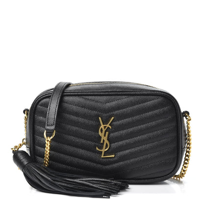 Saint Laurent Grain De Poudre Matelasse Monogram Mini Lou Camera Bag Black 1 of 9