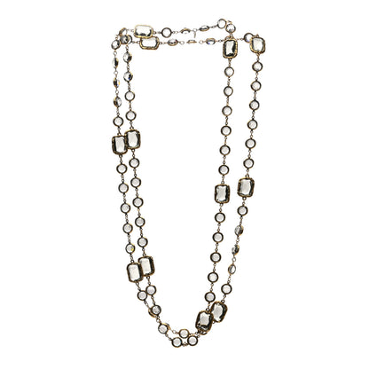 Chanel Swarovski Crystal Chicklet Sautoir Necklace Gold Blue 3 of 4