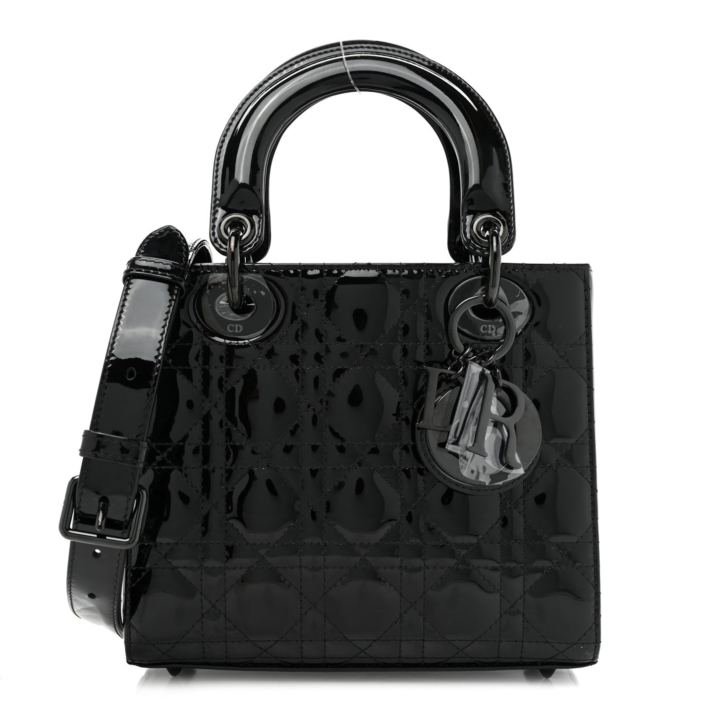 Ultraglossy Patent Cannage Small Lady Dior Black