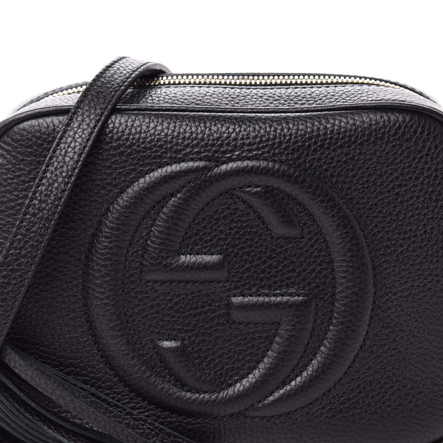 Pebbled Calfskin Small Soho Disco Bag Black