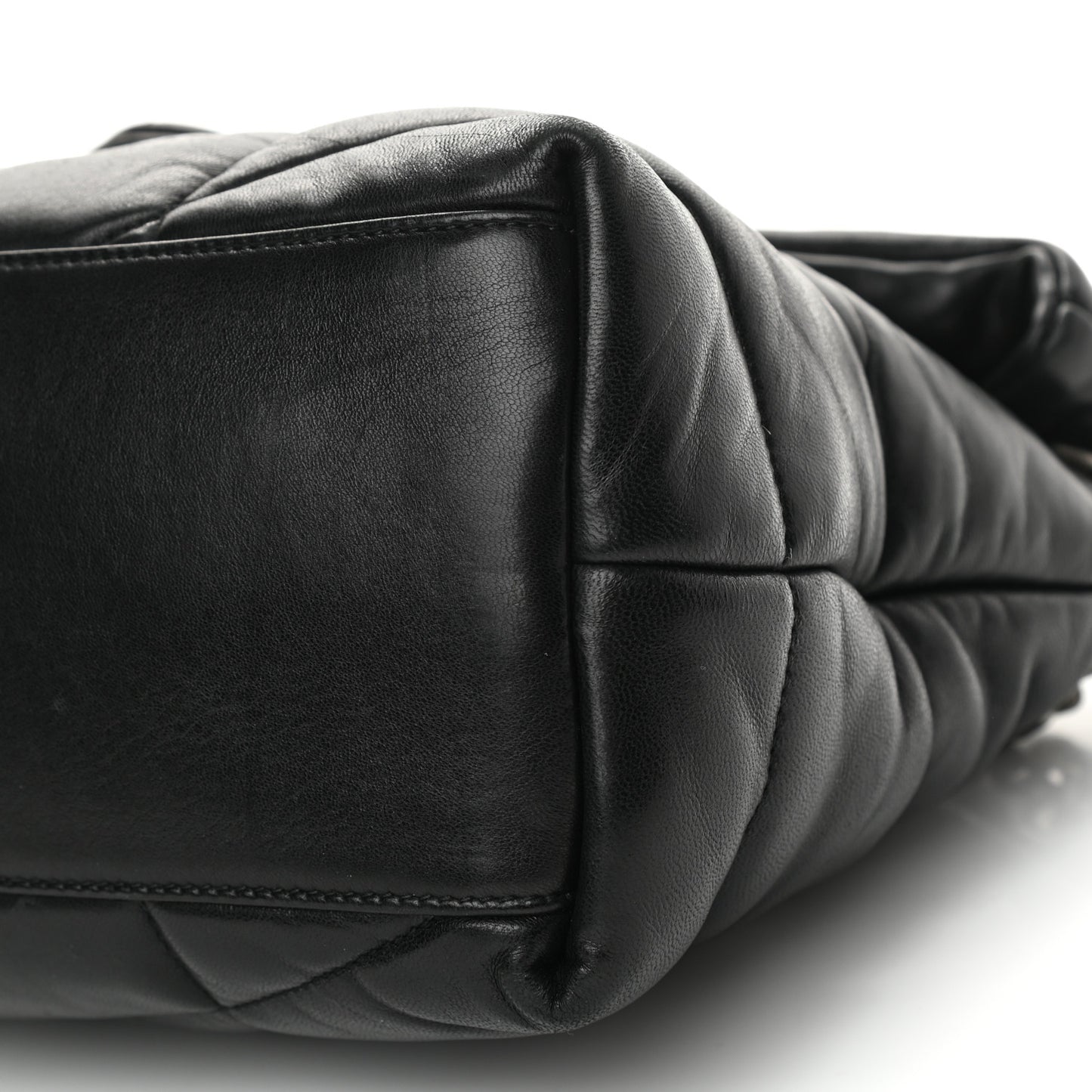 Lambskin Quilted Medium Loulou Puffer Monogram Chain Satchel Black