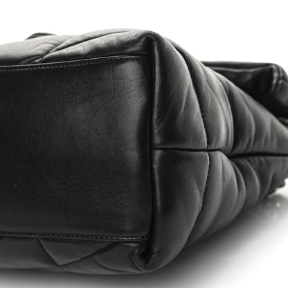 Saint Laurent Lambskin Quilted Medium Loulou Puffer Monogram Chain Satchel Black 9 of 9