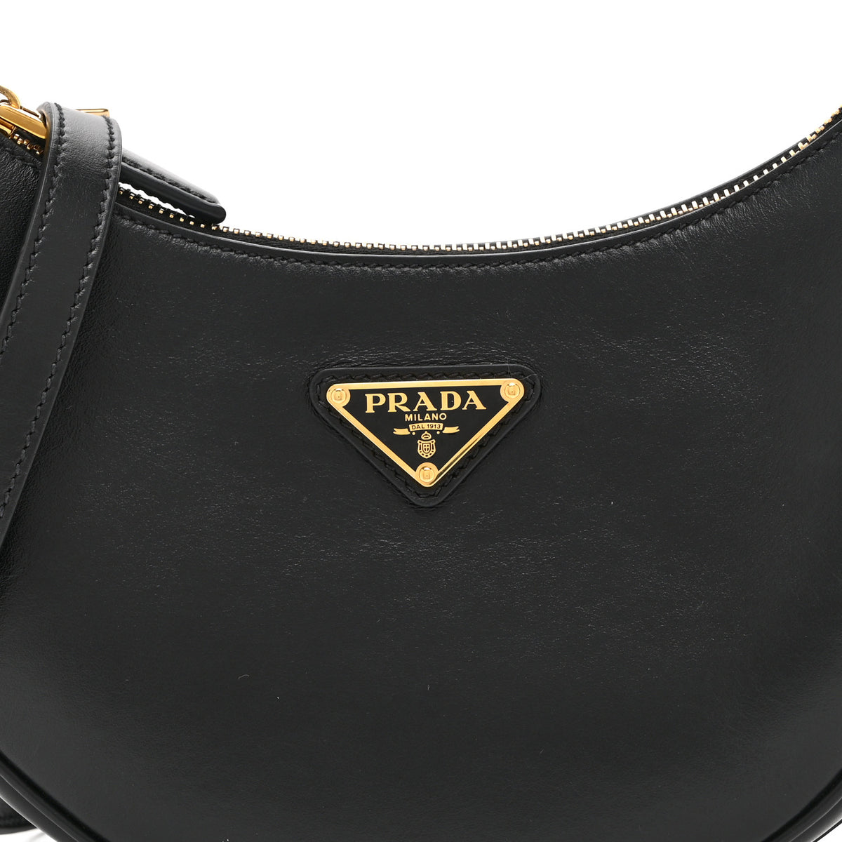 Soft Calfskin Arque Shoulder Bag Black