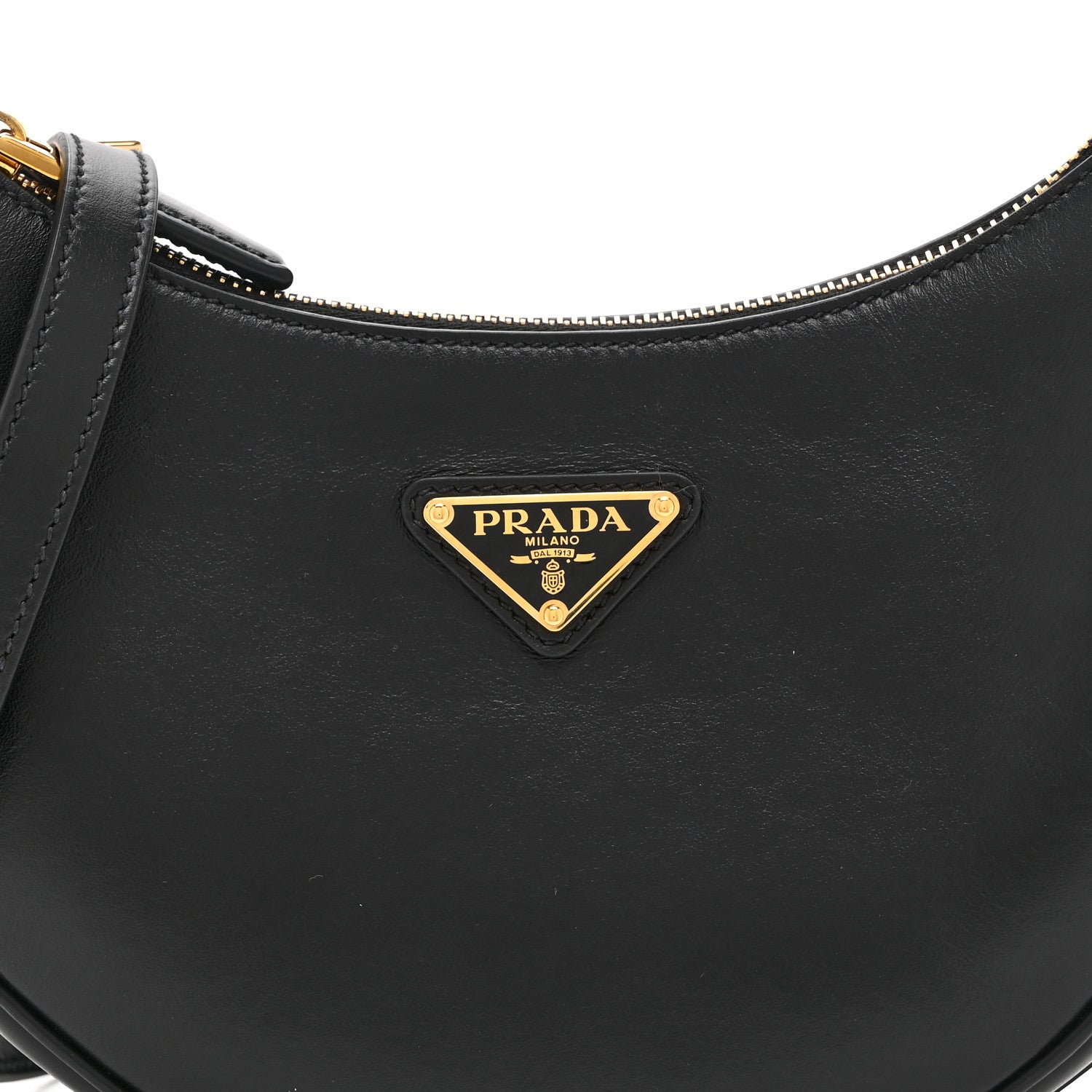 Prada Soft Calfskin Arque Shoulder Bag Black 8 of 10