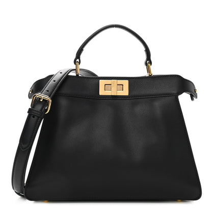 Fendi Vitello Seta Nappa Bi-Color Small Peekaboo I SEE U Satchel Black Light Rose Tortora 1 of 11