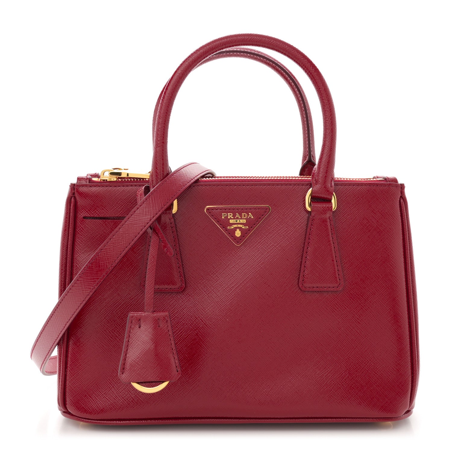 Prada Saffiano Vernice Mini Galleria Double Zip Tote Scarlatto 1 of 11