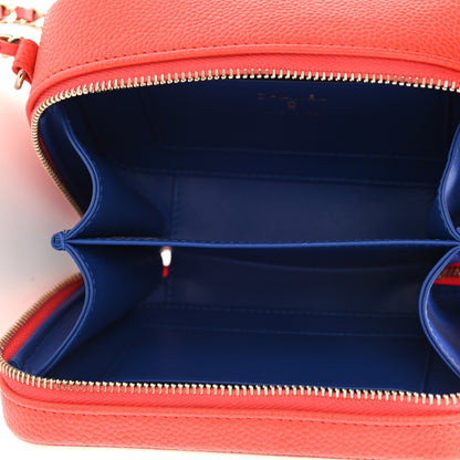 Chanel Caviar Quilted Filigree Vanity Clutch With Chain Blue White Red 5 of 9