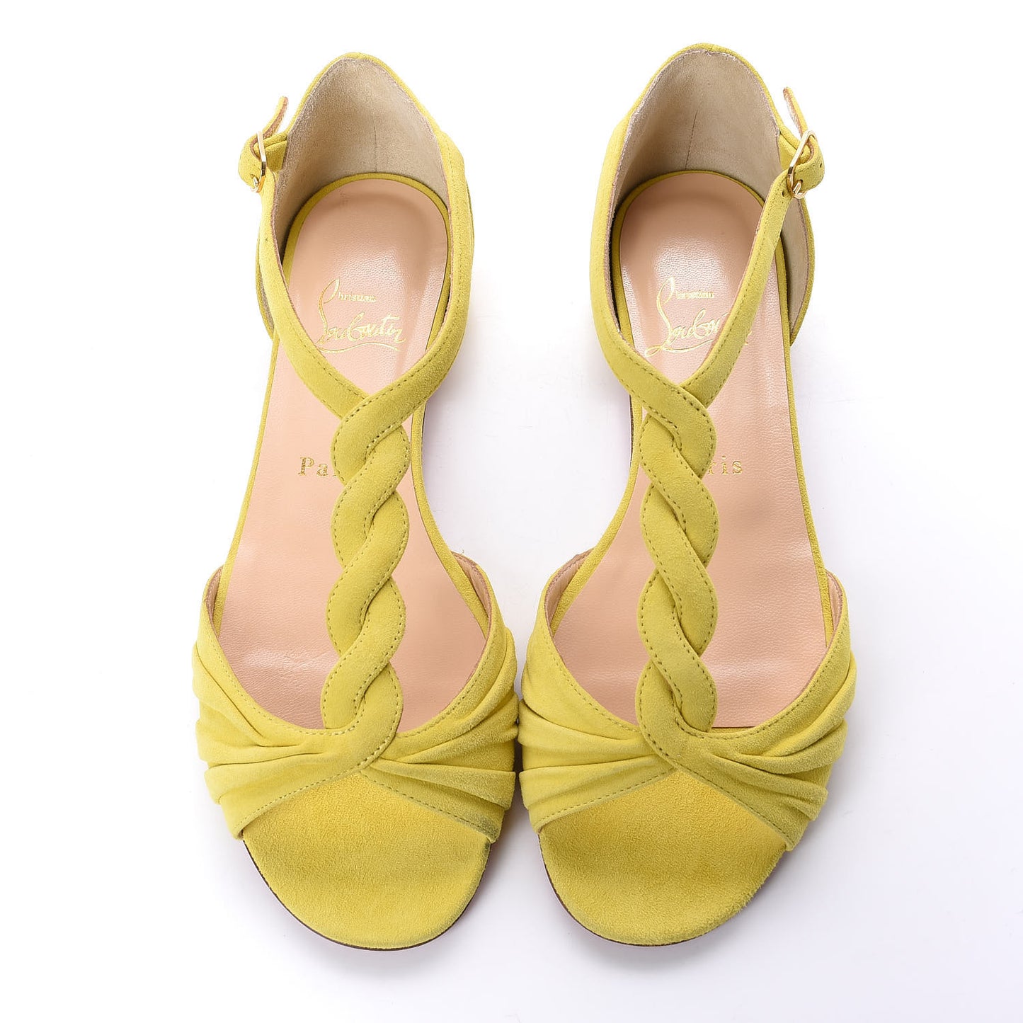 Veau Velours Braided Jazzy Doll T-Strap Flat Sandals 37 Anis
