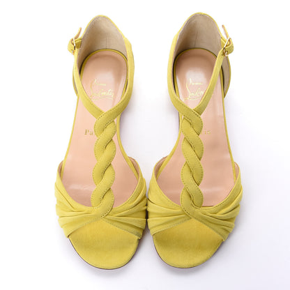 Christian Louboutin Veau Velours Braided Jazzy Doll T-Strap Flat Sandals 37 Anis 5 of 9
