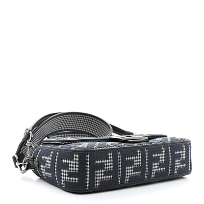 Fendi Wool Vitello King Houndstooth FF Embroidered Baguette Grigio Anthracite 4 of 10