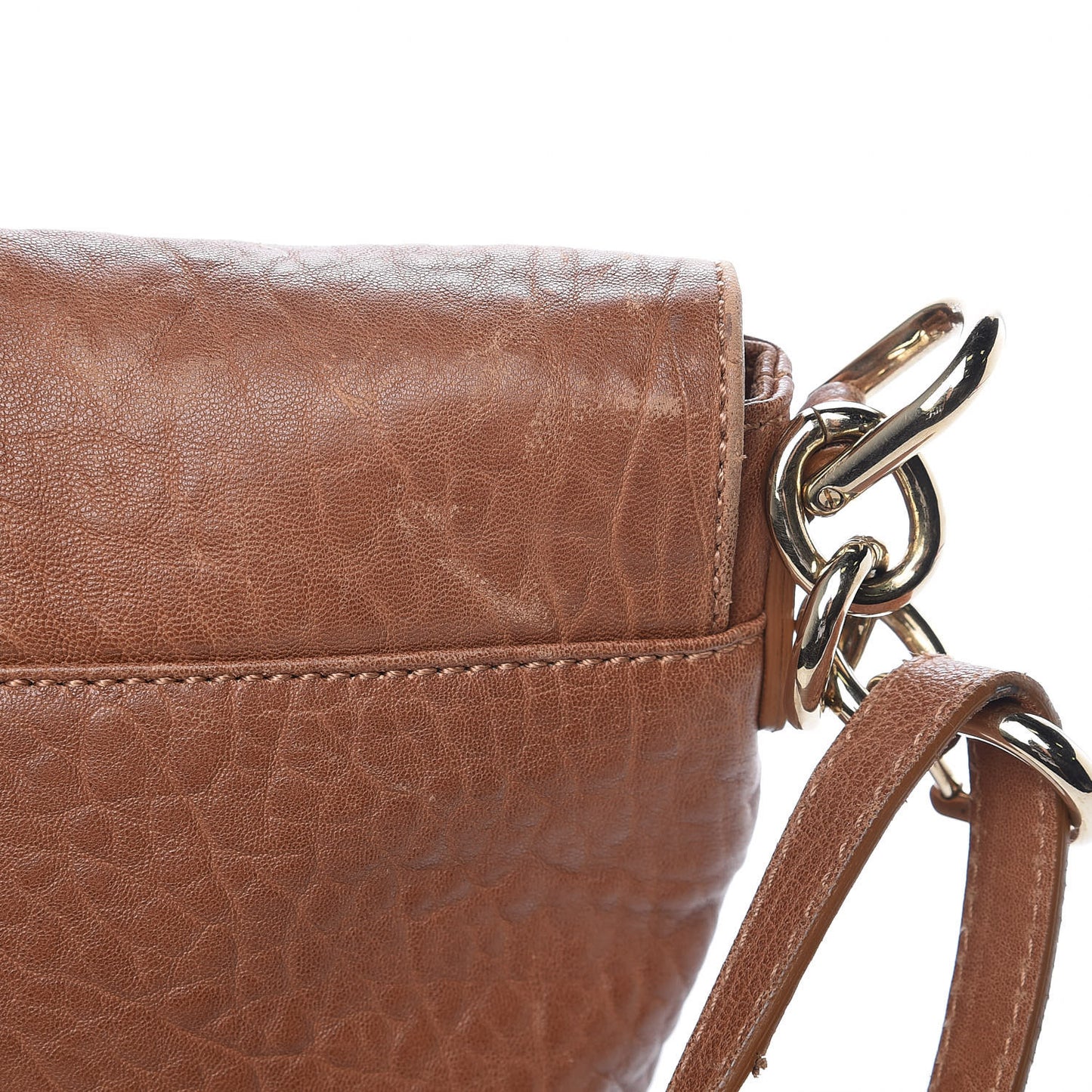 Crinkled Lambskin Colorblock Large Mia Shoulder Flap Camel Osso Naturale