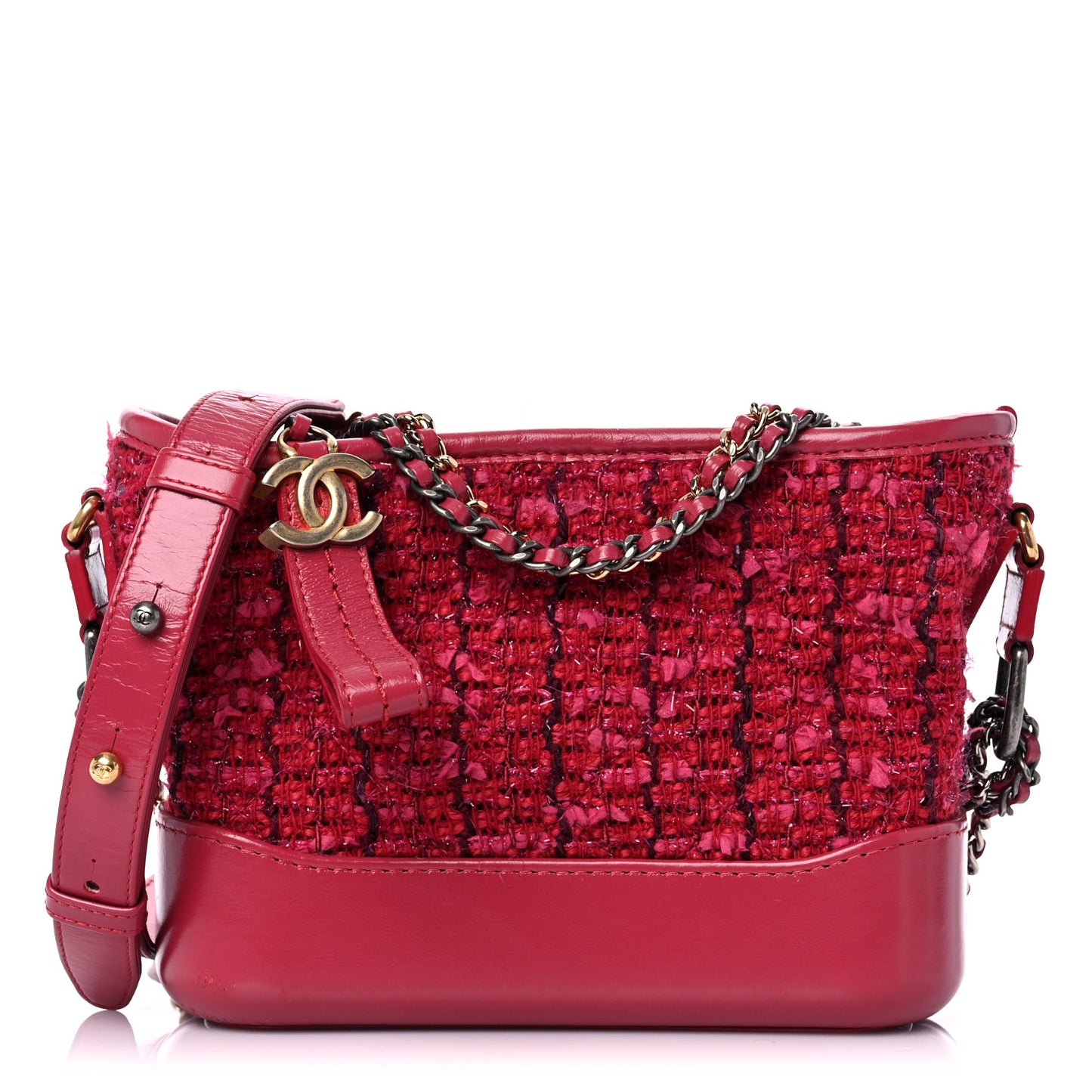 Tweed Calfskin Small Gabrielle Hobo Pink