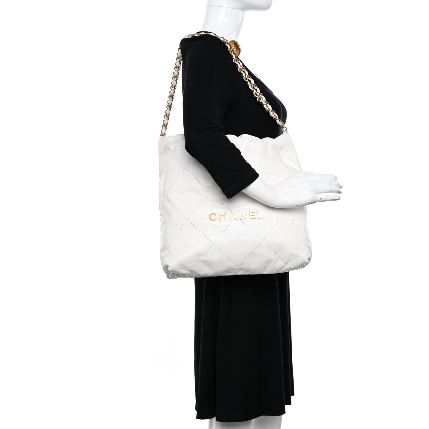 Chanel Shiny Calfskin Quilted Small Chanel 22 White 2 of 12