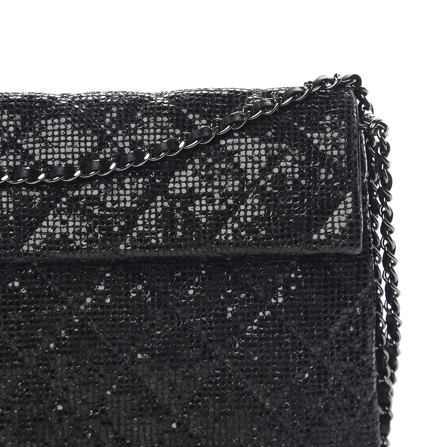 Chanel Iridescent Vinyl Quilted Clutch With Chain Black 10 of 10
