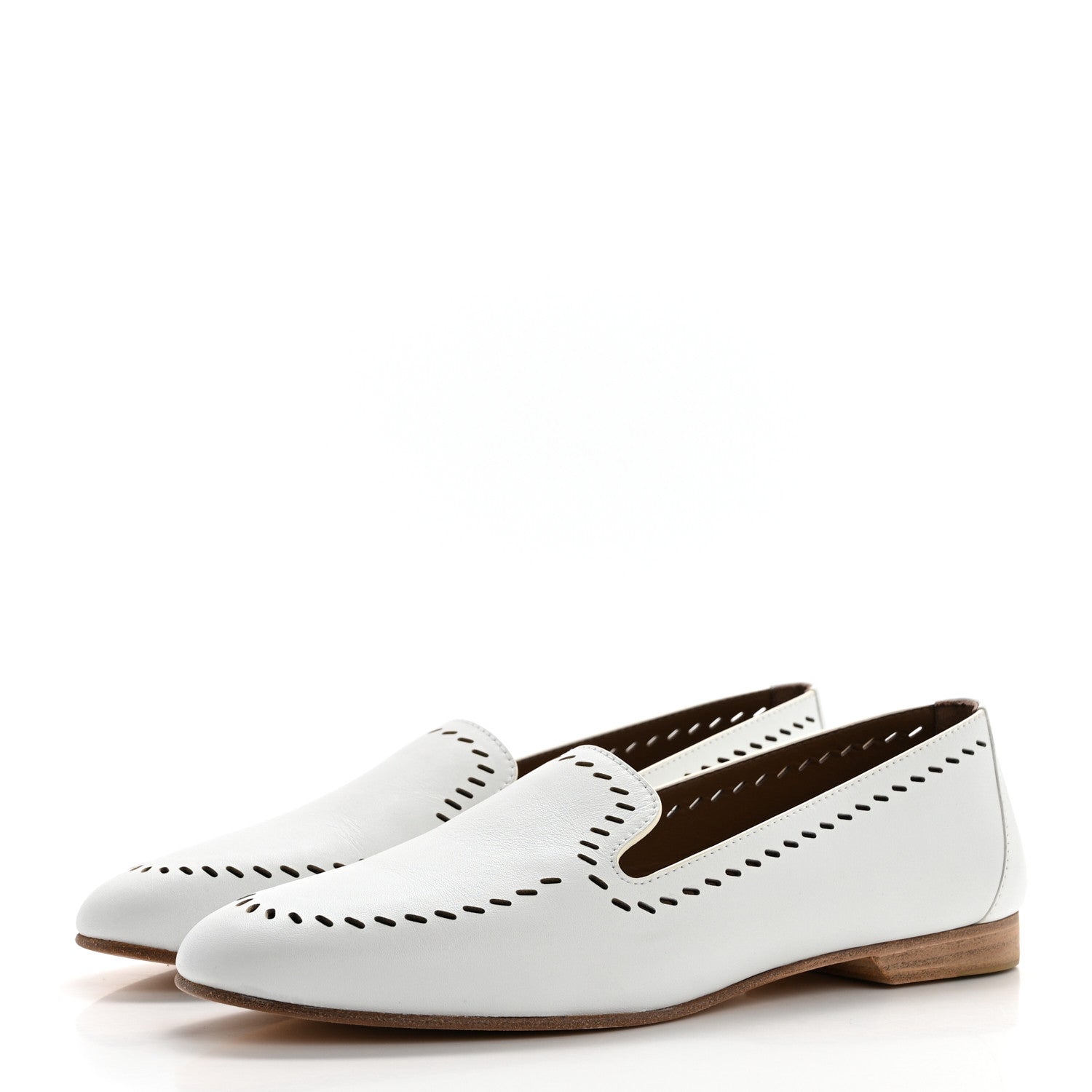 Hermes Calfskin Ovale Moccasin Loafers 37 White 3 of 9