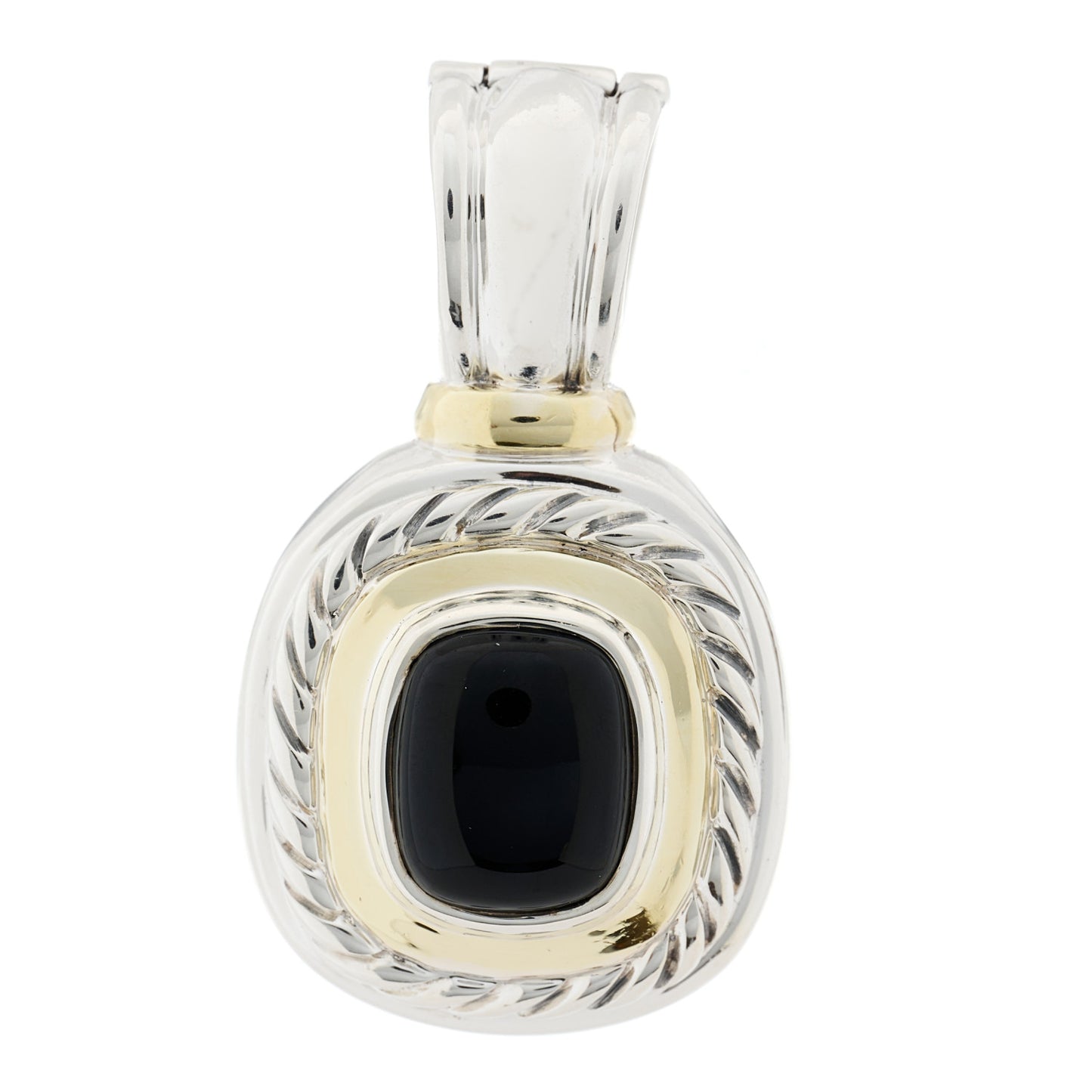 Sterling Silver 14K Yellow Gold Black Onyx Albion Enhancer Pendant