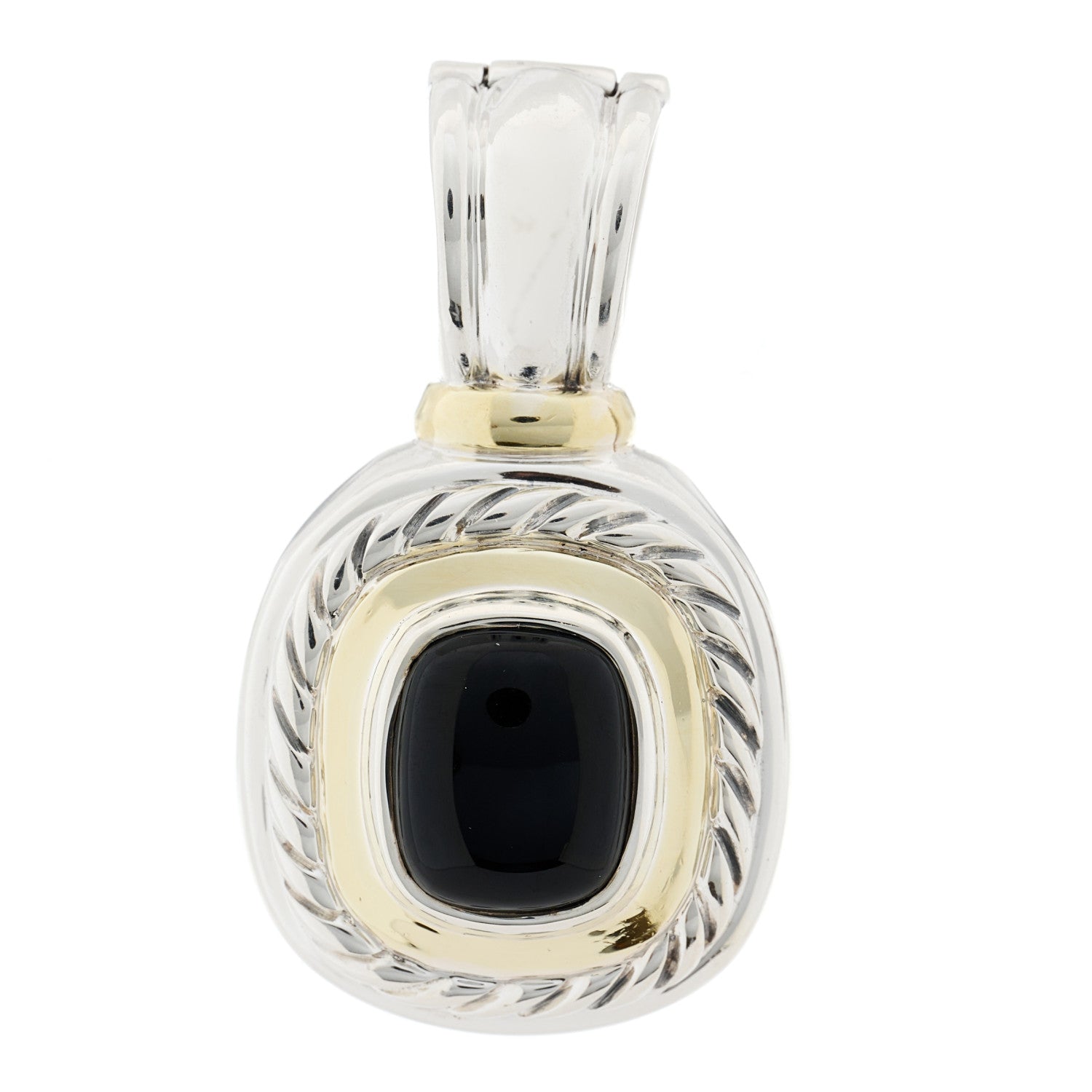 David Yurman Sterling Silver 14K Yellow Gold Black Onyx Albion Enhancer Pendant 1 of 5