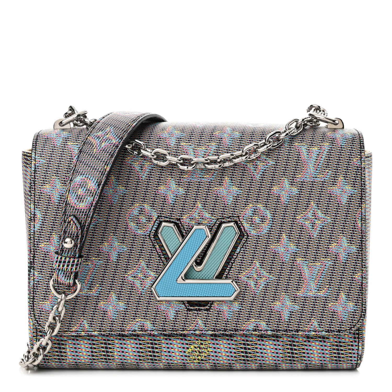 Louis Vuitton Calfskin Monogram LV Pop Twist Shoulder Bag MM Blue 1 of 13
